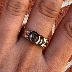 Luxury Double Cross Circle Stainless Steel Rings Gifts For Her Size 8